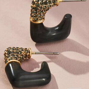 Anthropologie Mini Stone Square Huggie Earrings NWT